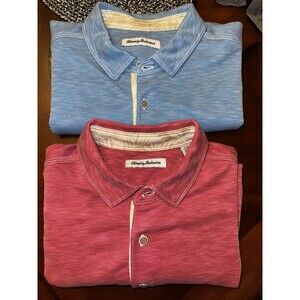Lot Of 2 Tommy Bahama Men’s Palmetto Paradise Polo Large L Short Sleeve Island